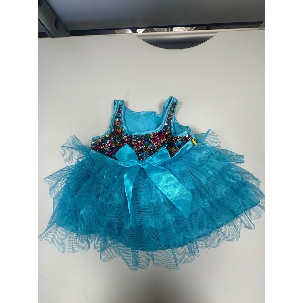 Build-A-Bear Workshop Turquoise Blue Sequin Tutu Dress Stuffed Animal Outfit